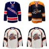 Rare hommes réel broderie complète blanc bleu ECHL 2016-17 Greenville Swamp Rabbits maillot de hockey ou personnalisé n'importe quel nom ou numéro Jersey