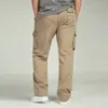 Zomer heren hoge taille broek elastische plus size kleding 6XL vracht pant mannen vele zakken losse werkbroek mannelijke rechte broek 201109