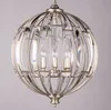 Vintage Globe Crystal Pendant Lighting Antik Silver Leaf Lampor Stål Dia55 Höjd70cm 1,5m Kedja Justerbar monterad Förpackning