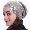 Geebro Damen Metallic-Farben-Beanie-Hut-Winter-einlagige gestrickte Kaschmir-Slouchy-Mützen für Femme-Hüte, die Skullies drucken Y201024