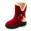 Boots autumn and winter girls boots children toddler children warm red princess snow boots baby Christmas shoes LJ201202