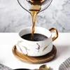 Luxury Nordic Marble Ceramic Condensé Café Masses Cafe Breakfast Milk Tass Sauce Astime avec cuillère àr