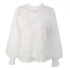 Fener Uzun Kollu Dantel kadın Gömlek Sonbahar Yeni Camisa See-through Vintage Bluz Kadınlar Tatlı Kore Top Bayan 10456 201029