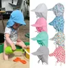 아기 여름 태양 모자 어린이 야외 목 귀 커버 안티 UV 보호 해변 모자 아이들 소년 소녀 수영 플랩 캡 0-5 년 동안