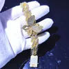 14mm Ciernisty Iced Out Diament Kubański Link Naszyjnik Łańcuch Złoty Srebrny Różowy Motyl Naszyjniki Biżuteria Hip Hop