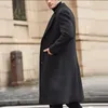 Blendas de lã masculinas moda Único casaco longo peito homens engrossar estilo britânico cor sólida elegante casaco de lã quente # 3