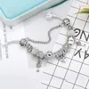 Moda 925 Sterling Silver Love Bowknot Heart Locker Klucz Murano Lampwork Glass European Charm Kulki Kryształowe Dangle pasuje do bransoletki B8 Y42p