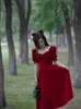 Старинные бордовые коктейльские платье бархат сексуальные платья партии совок с короткими рукавами на молнии длина чая
