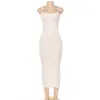 Casual Dresses European Solid Color Slim Stretch Stitching Low-cut Sexy Holiday Dress Hip Pencil Sheath Girl Female QW008