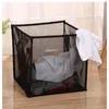 Foldable Storage Basket For Soiled Clothes Toy Storage Box Magic Folding Double-deck Dirty Laundry Basket Mesh Transparent Case T200415