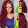 13x4 Human Hair s For Women Water Curly 99j Burgundy Hd Lace 13x6 Loose Deep Wave Red Colored Frontal Wig61205519495673