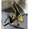 Взлетно-посадочные полосы тонкие сандалии на высоком каблуке женщин заостренный носок узкополосный золотой замок декор лодыжки ремешок сандалии летняя сексуальная вечеринка