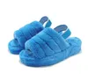 Femmes pantoufles à fourrure peluches ouais diapositives sandale Australie floue maison douce dames chaussures pour femmes fourrure sandales moelleuses hommes hiver slipp G6Rf #