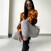Darlingaga Streetwear Turuncu Kamuflaj Kargo Bombacı Ceket Ceket Cepler Toka Moda Sonbahar Ceket Kadın Kırpılmış Dış Giyim Camo T200111