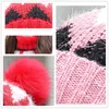 Kvinnors sammet stickade hattar dam vinter mode diamant stitching ull mössor hatt med bib kvinnliga utomhus vindtäta skullies kepsar