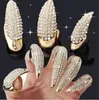 Fashion Crystal Rhinestone False Nail Ring Gold Black Paw Talon Cat Claw Rings punk Rock will and sandy fashion Jewelry