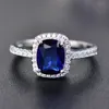 Женское обручальное кольцо с сертифицированным муассанитом из стерлингового серебра с муассанитом, обручальное кольцо с квадратным цветным драгоценным камнем и цирконом, модные кольца