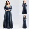 Elegant Mother of the Bride Dresses 2021 V Neck Long Sleeve Lace Velvet Evening Gowns Custom Made Floor Length Wedding Guest Dress