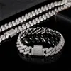 13 mm 16-24 tum guldpläterad Bling CZ Miami Cuban Chain Halsband Armband för män Kvinnor Hip Hop Punk Smycken Halsband Kedjor