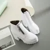 Black White Platform Ankle Boots for Women High Heels Boots Ladies Zip Autumn Winter Booties Woman Boots Shoes Dropshipping 201106