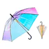 Guarda-chuva transparente a laser para as mulheres Long Land Windproof Guarda-chuvas Creative Magic Cor Arco-íris Clear Guarda-chuva para amigo 201112