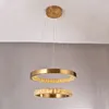 Lumière postmoderne luxe cristal pendentif lumières salle à manger salon lampe chambre lampe personnalité Simple en acier inoxydable lampe