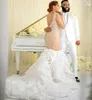 Stora Beading Wedding Dresses Plus Size Women African Crystals Vestidos de Novia Mellanöstern Mermaid Bridal Dress Ruched Train