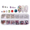 Set di strass AB in cristallo iridescente con retro piatto, perline rotonde, perle preziose per nail art 3D fai da te