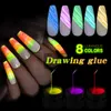 8 ml lichtgevende spin nagel gel nail art geschilderd elastische tekening lijm fototherapie nagellak kunst gel 6 stks