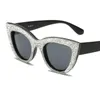 Hoge Kwaliteit Cat Eye Vintage Merk Designer Crystal Sunglasses Vrouwen Bling Rhinestone Bril Rave Festival Party Eyewear