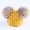 Berets Kids Winter Wart Warm Remble Wath with Fur Fur Pompom Boys Girls Cute Caps Baby Baby Soft Beanie Hats