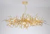 Modern Luxury Aluminum Chandelier Light LED Gold Curved Tree Branch Hanging Lamp Art Deco Living Room Dining Table Villa Home