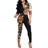 Womens Splicing Printing Tracksuits Fashion Trend Long Sleeve Shirts Slim Pants 2Pcs Suits Designer Female Casual Blouses Two Piece Sets