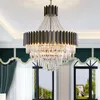 Lampadario moderno a led in cristallo per soggiorno lampadario decorativo di lusso villa lampadario creativo in acciaio inossidabile nero