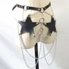 Старинные женщины сексуальные подвязки кожаный ремень бондаря кожаный жгут с цепной корсет талии ремень ремня подтяжки аксессуары