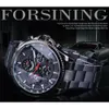 FORSINING Brand Luxury Watches Men Stainless Steel Mechanical Automatic Self Wind Calendar Wristwatches Date Week Month SLZe168