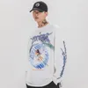 Men Hip Hop T Shirt Streetwear Retro Angel Print Harajuku Tshirt Loose HipHop T-shirt Oversize Cotton Tops Tees Long Sleeve 220312