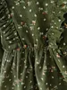 Toddler Girls Ditsy Floral Ruffle Trim Flounce Sleeve Corduroy Dress SHE