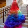 2022 Exotic Sweetheart Ball Gowns Colorful Tulle Rainbow Vestidos de novia góticos por encargo Cascading Ruffles Plus Size Bridal Gow5026214