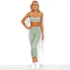 New Yoga Set Women Fitness Clothing Sportswear Woman Gym Leggings Padded Push-up Strappy Sports Bra 2 Pcs Sports Suits