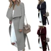 Autunno inverno chic lady solido color bavani maniche lunghe bottone a fessura di lana di lana da soprabito caldo cappotto inverno inverno slim fit