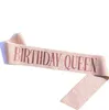 Queen Girl Birthday Satin Shoulder Strap Princess Crown Party Etiquette Belt Birthday Girl Sash Party Decoration Supplies