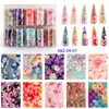 10 adet / kutu Rose Çiçek Mermer Süslemeleri Çivi Için Mix Renkli Transfer Tırnak Folyo Sticker Sevgililer Günü Serisi Slider Kağıdı