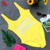 Swimsuit Mulheres 2019 Uma peça Swimwear Femme Monokini Letras Impresso Bikini Beach Wear Banhing Terno Maillot de Bain Taille T200708