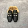 Desginer hiver chaud pantoufles laine femmes hommes Princetown marque mocassins automne classique boucle en métal broderie sandales chaussures en cuir moitié 6363
