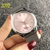 New fashion highend watch simple surface diamondstudded cartoon stainless steel mesh belt with two needles and a half quartz wat2910635