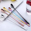 Rostfritt stål Långt slevdessertsked Kaffe Scoops Gold Rainbow Stirring Scoops Mugg Ice Scoop Home Kitchen Dining Coffeeware