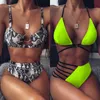 Wysoka talia Bikini 2020 Sexy Leopard Drukuj Swimsuit Kobiety Push Up Bikini Ustaw Letni Bandaż Kąpiel Brazylijski Biquini Swim T200708