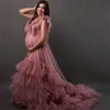 Abiti da ballo da donna 2022 con volant a strati Nuovi abiti da celebrità per feste Personalizza una linea di tulle Abito fotografico di maternità