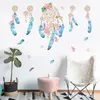 Kleurrijke veren muurstickers vangen Monternet Dream Catcher Art Design Decal Home Decoratie Woonkamer Kid Room Deur Sticker T200421